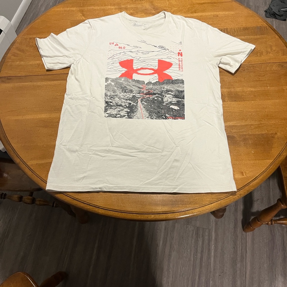 Under Armour Cream T-Shirt with Red Logo